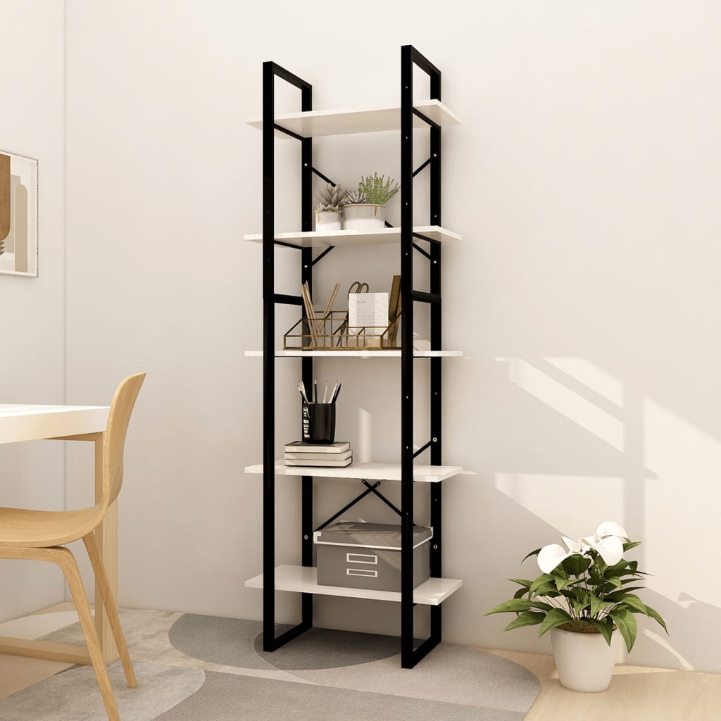 Levně vidaXL Knihovna s 5 policemi bílá 60 x 30 x 175 cm borové dřevo
