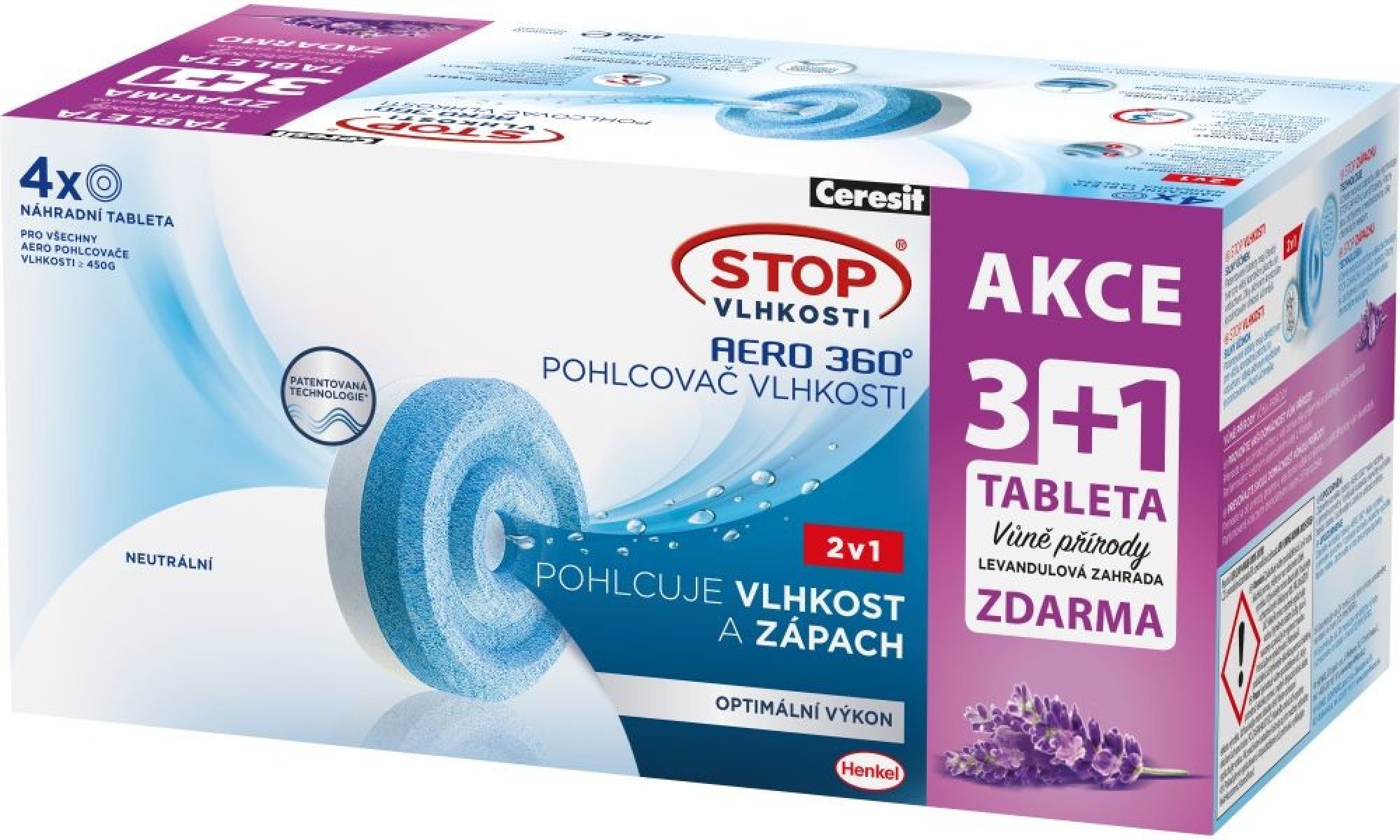 Levně Ceresit Stop vlhkosti Aero 360° náhradní tablety 4 x 450 g Levandule