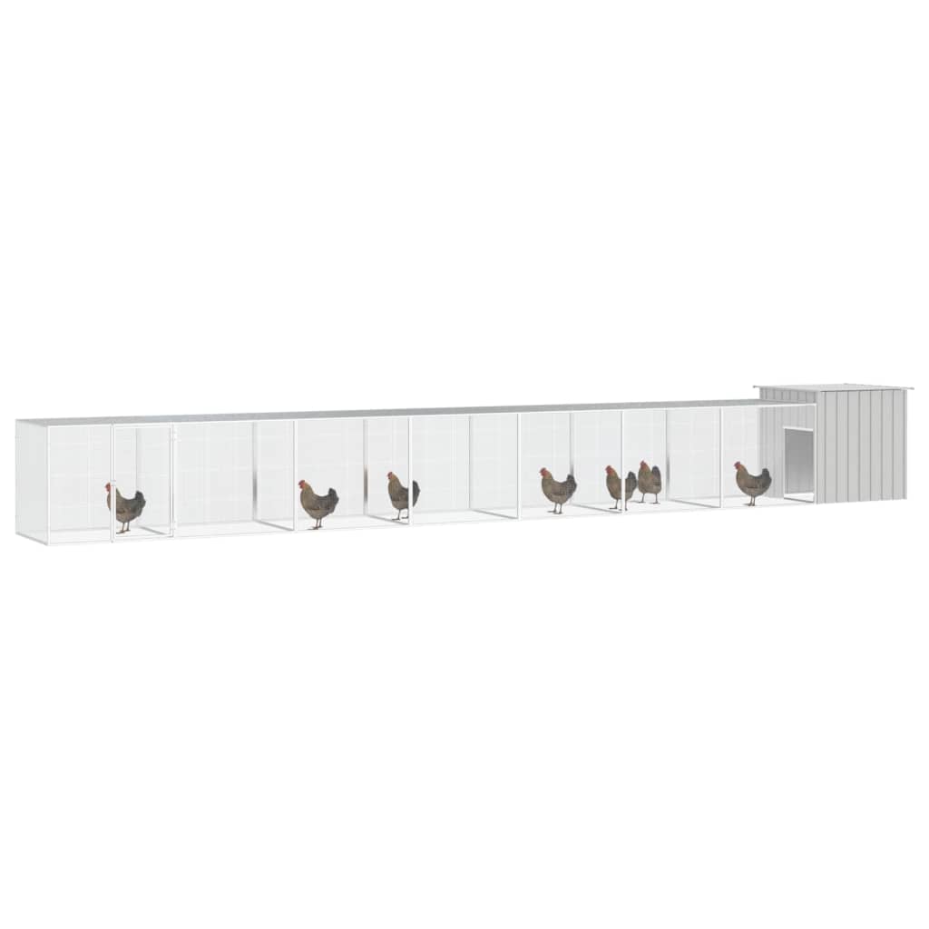 vidaXL Klec pro kuřata šedá 800 x 91 x 100 cm pozinkovaná ocel