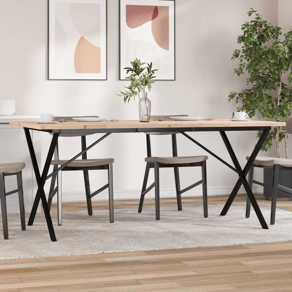 vidaXL Jídelní stůl s X rámem 180 x 90 x 75,5 cm borové dřevo a litina