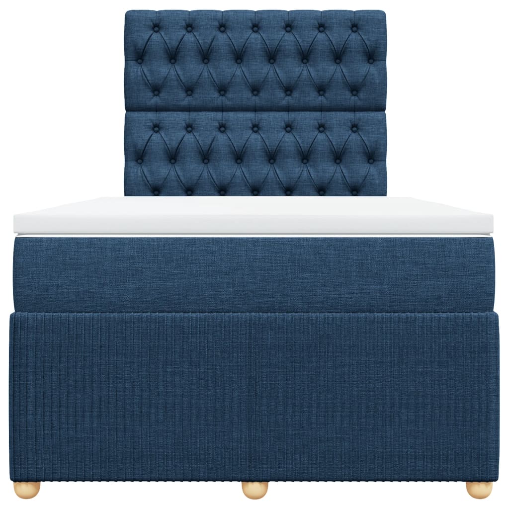vidaXL Box spring postel s matrací modrá 120x200 cm textil