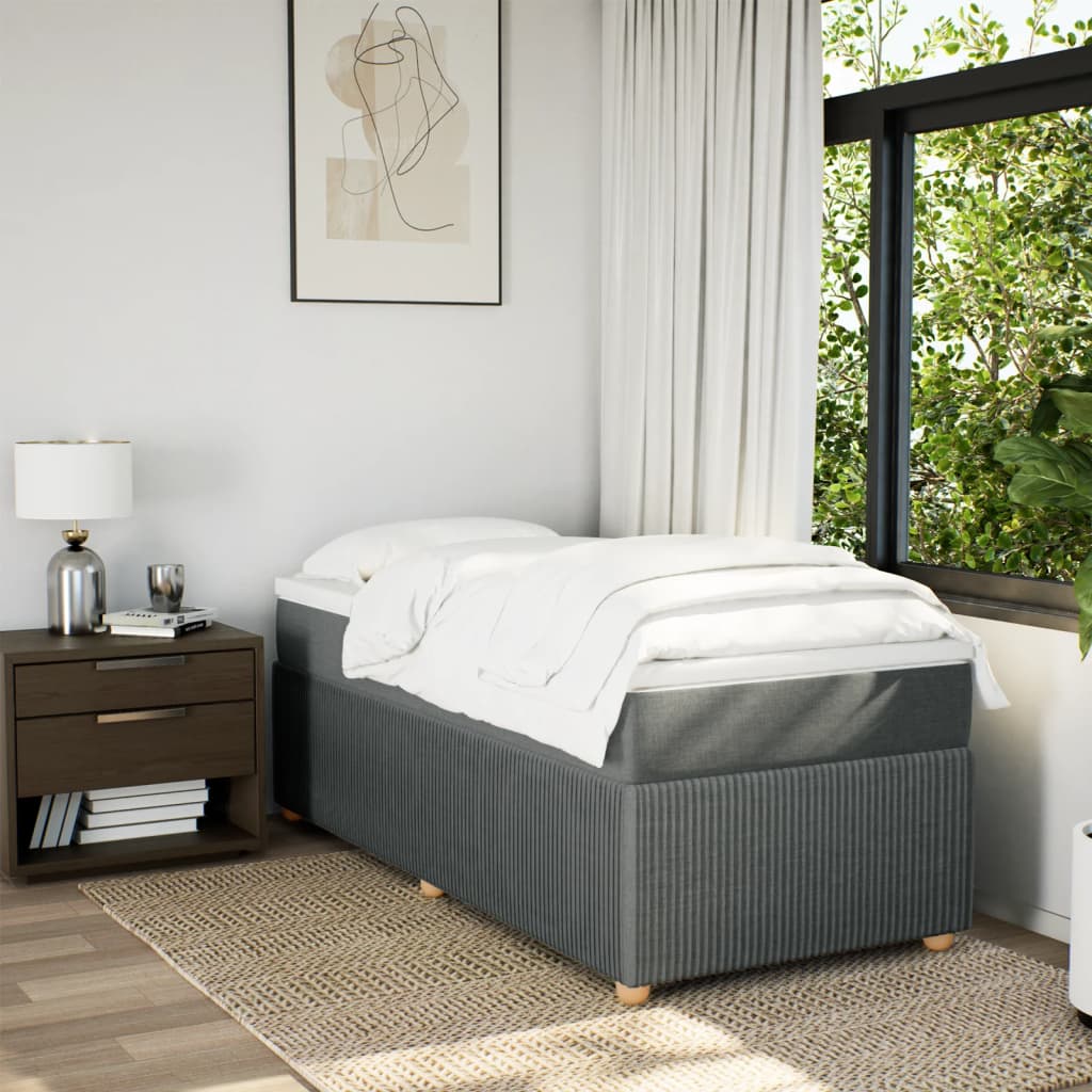 vidaXL Box spring postel s matrací tmavě šedá 100 x 200 cm textil