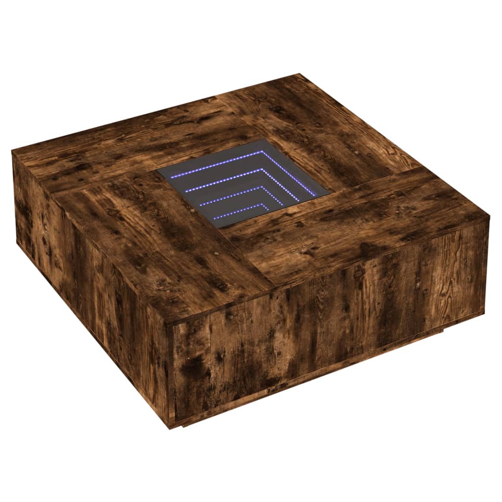 vidaXL Konferenční stolek s Infinity LED kouřový dub 100 x 100 x 40 cm
