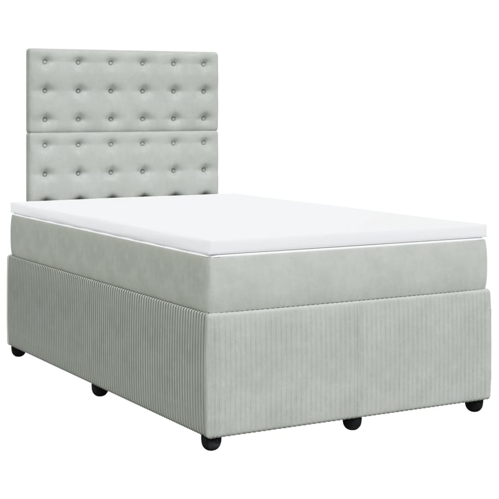 vidaXL Box spring postel s matrací světle šedá 120x190 cm samet