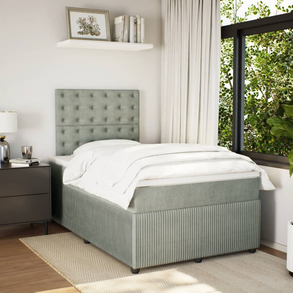 vidaXL Box spring postel s matrací světle šedá 120x190 cm samet