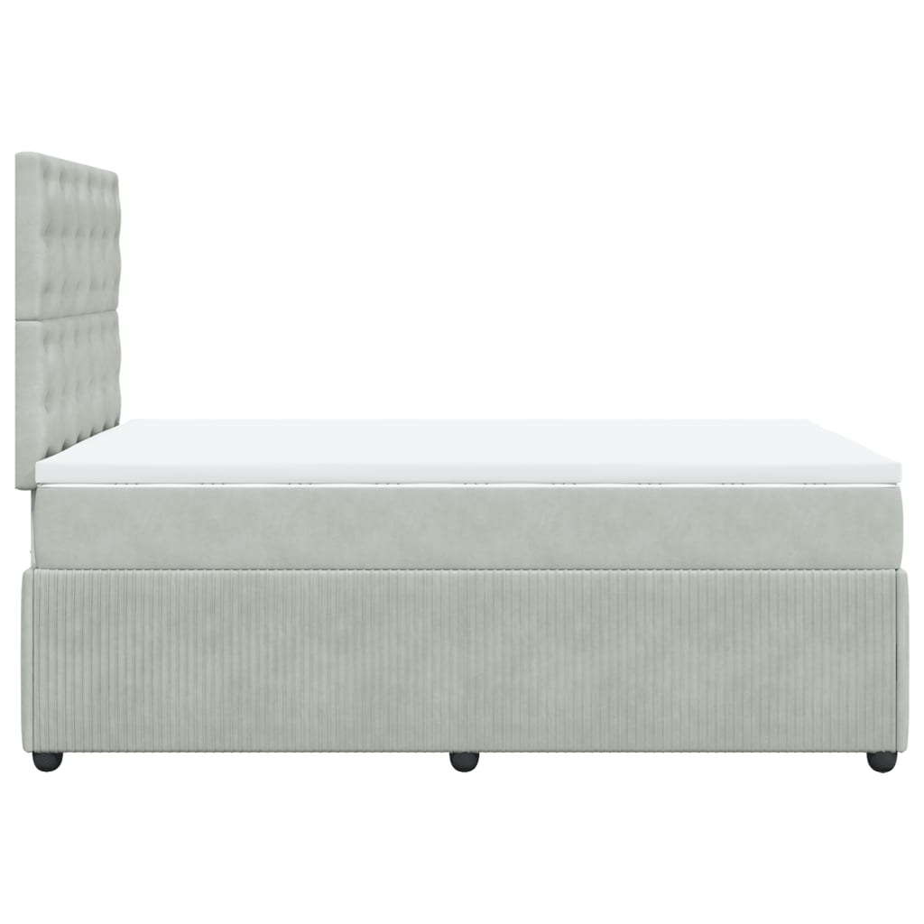 vidaXL Box spring postel s matrací světle šedá 120x190 cm samet
