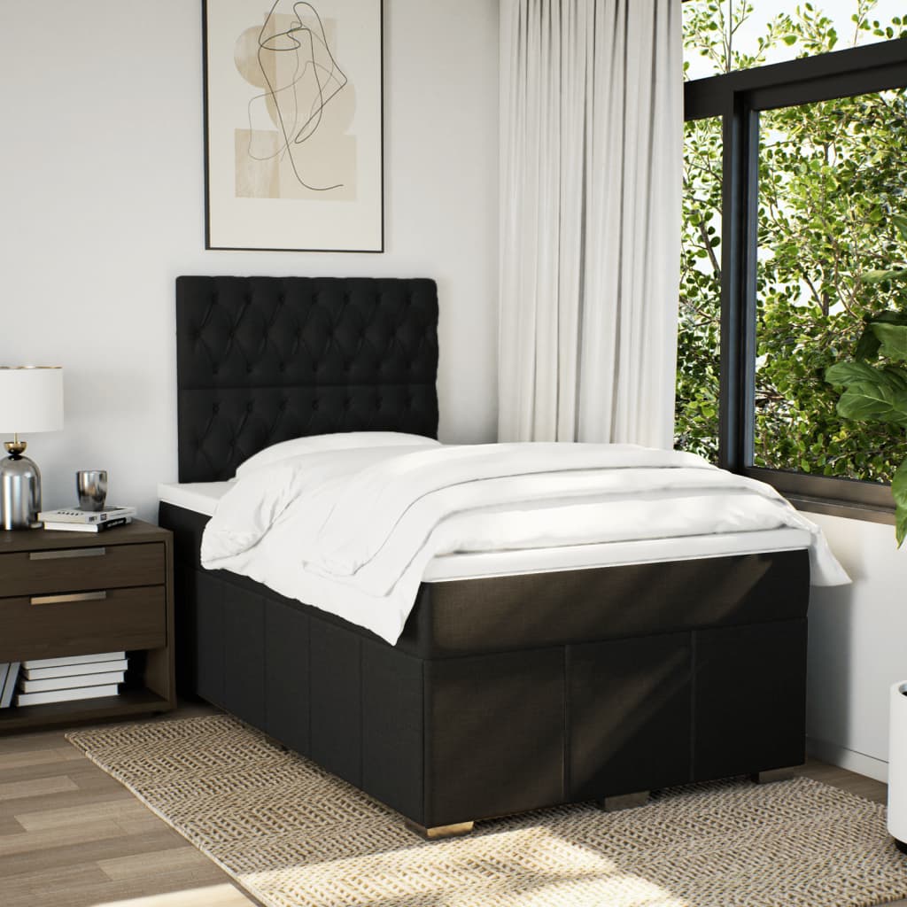 vidaXL Box spring postel s matrací černá 120x190 cm textil