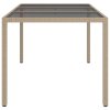 vidaXL Zahradní stůl 150 x 90 x 75 cm tvrzené sklo a polyratan béžový