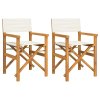 vidaXL Skládací režisérské židle 2 ks krémové masivní teakové dřevo