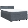 vidaXL Box spring postel s matrací tmavě šedý 140 x 190 cm samet