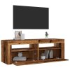 vidaXL TV stolek s LED old wood 120 x 35 x 40 cm kompozitní dřevo