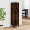 vidaXL Skříň highboard kouřový dub 35,5x35x139 cm kompozit a kov