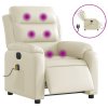 vidaXL Elektrické masážní polohovací křeslo krémové umělá kůže
