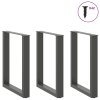 vidaXL Nohy k jídelnímu stolu ve tvaru U, 3 ks, antracitové, 70 x (72-73) cm, ocel