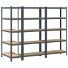 vidaXL 5patrové úložné regály 3 ks antracitové ocel a kompozitní dřevo
