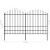 vidaXL Zahradní plot s kopím nahoře ocelový 359 x 200 cm černý