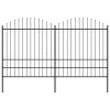 vidaXL Zahradní plot s kopím nahoře ocelový 359 x 200 cm černý