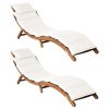 vidaXL Zahradní lehátka s poduškami 2 ks krémově bílá masivní akácie