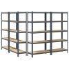 vidaXL 5patrové úložné regály 4 ks antracitové ocel a kompozitní dřevo