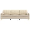 vidaXL 3místná pohovka s polštáři krémová 210 cm textil