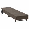 vidaXL Zahradní lehátko s kolečky a poduškou hnědé polyratan