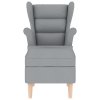 vidaXL Křeslo s podnožkou světle šedé textil