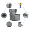 vidaXL Elektrické zvedací masážní polohovací křeslo světle šedé textil