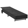 vidaXL Zahradní lehátko s kolečky a poduškou černé polyratan