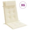 vidaXL Podušky na židli s vysokým opěradlem 6 ks krémové látka oxford
