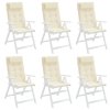 vidaXL Podušky na židli s vysokým opěradlem 6 ks krémové látka oxford