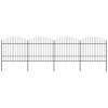 vidaXL Zahradní plot s kopím nahoře ocelový 714,5 x 175 cm černý
