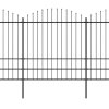 vidaXL Zahradní plot s kopím nahoře ocelový 1248 x 200 cm černý