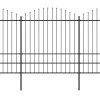 vidaXL Zahradní plot s kopím nahoře ocelový 1781,5 x 200 cm černý