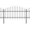 vidaXL Zahradní plot s kopím nahoře ocelový 359 x 125 cm černý