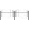 vidaXL Zahradní plot s kopím nahoře ocelový 359 x 125 cm černý