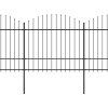 vidaXL Zahradní plot s kopím nahoře ocelový 1070 x 175 cm černý