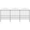vidaXL Zahradní plot s kopím nahoře ocelový 537 x 200 cm černý