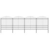 vidaXL Zahradní plot s kopím nahoře ocelový 714,5 x 200 cm černý