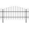 vidaXL Zahradní plot s kopím nahoře ocelový 1248 x 100 cm černý