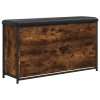 vidaXL Botníková lavice s výklopnou zásuvkou kouřový dub 102x32x56 cm
