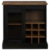 vidaXL Příborník HALDEN s posuvnými dveřmi černý Masivní dřevo