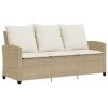 vidaXL Zahradní pohovka 3-sedák s polštáři&Stůl béžový polyratan