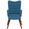 vidaXL Relaxační křeslo se stoličkou modré samet