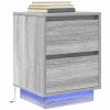vidaXL Noční stolky s LED světly 2 ks Grey Sonoma 38x34x50 cm