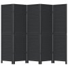 vidaXL Paraván 5dílný černý masivní dřevo pavlovnie