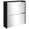 vidaXL Botník se zrcadlem 2patrový černý 63 x 17 x 67 cm