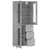 vidaXL Skříň highboard betonově šedá 69,5x34x180 cm kompozitní dřevo
