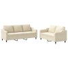 vidaXL 2dílná sedací souprava s poduškami krémová textil