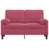 vidaXL 2místná pohovka s polštáři vínová 120 cm samet
