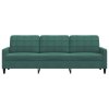 vidaXL 3místná pohovka tmavě zelená 210 cm samet
